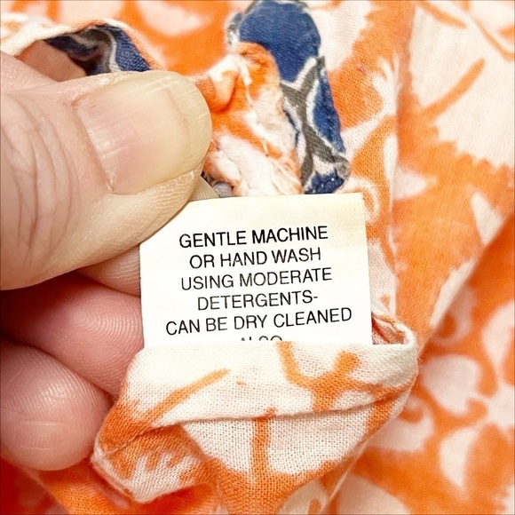 Roberta Roller Rabbit 100% Cotton Tunic Top XS orange floral swim cover up beach - Picture 9 of 13